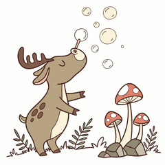 Creative SVG: Joyful Moose with blowing bubbles in a Whimsy Woods colored Fairy forest theme