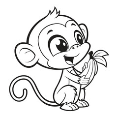  Cute Funny Monkey Colouring images  – Cute Cartoon Animal Clipart Design 