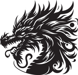 Fototapeta premium a silhouette dragon face vector