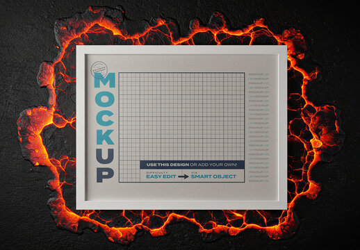 Horizontal Poster Image Lava Frame Mockup on Volcano