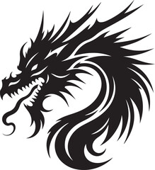 a silhouette dragon face vector