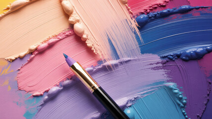 Soft pastel strokes with metallic pen paint brush