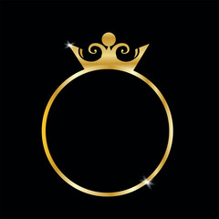 Golden crown with round golden frame