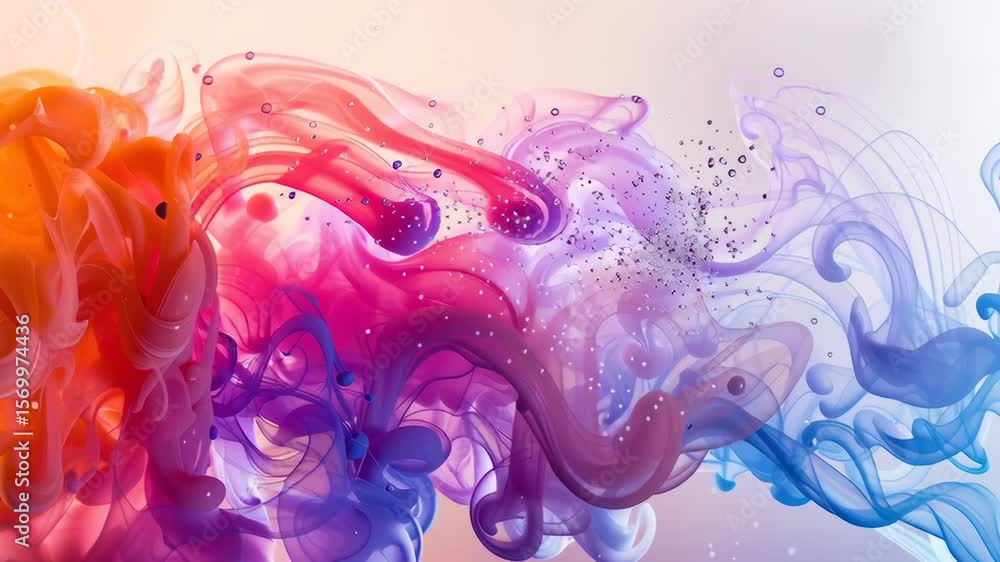 Poster abstract colorful liquid ink paints in water creating beautiful smoke-like patterns. modern backgrou