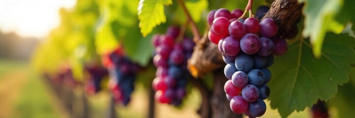 Sun-Drenched Bordeaux Grapes Ready for Harvest A Close-up of Perfectly Ripe Autumn Fruit Hanging Heavy on the Vine, showcasing Deep Rich Color and Exceptional Quality.