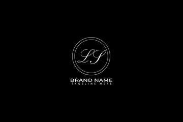 LS Monogram Logo Design with Elegant Minimal Style on Black Background