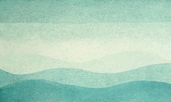 Blue azure turquoise abstract watercolor background for textures backgrounds and web banners design. Abstract  background blue colors. Watercolor painting with turquoise sea waves pattern gradient.