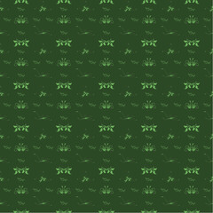 Seamless pattern with green butterflies on a dark green background
