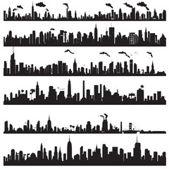 Fototapeta premium Set of vector cities silhouette