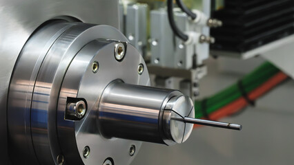 Manufacturing professional metalworking machine. Industrial concept. Programmable modern cnc digital  digital program