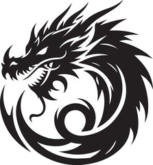 a silhouette dragon face vector