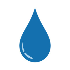 Classic Solid Blue Water Drop Flat Design Vector Illustration - Hydration Purity Graphic