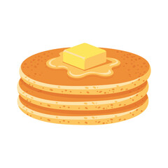 Delicious Stack of Pancakes with Melting Butter Flat Design Vector Illustration - Breakfast Brunch Graphic