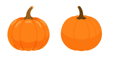 Vibrant Autumn Pumpkins Flat Design Vector Illustration Set - Fall Harvest Holiday Graphic