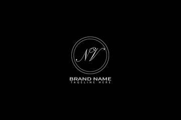 Elegant NV Monogram Logo with Brand Name and Tagline