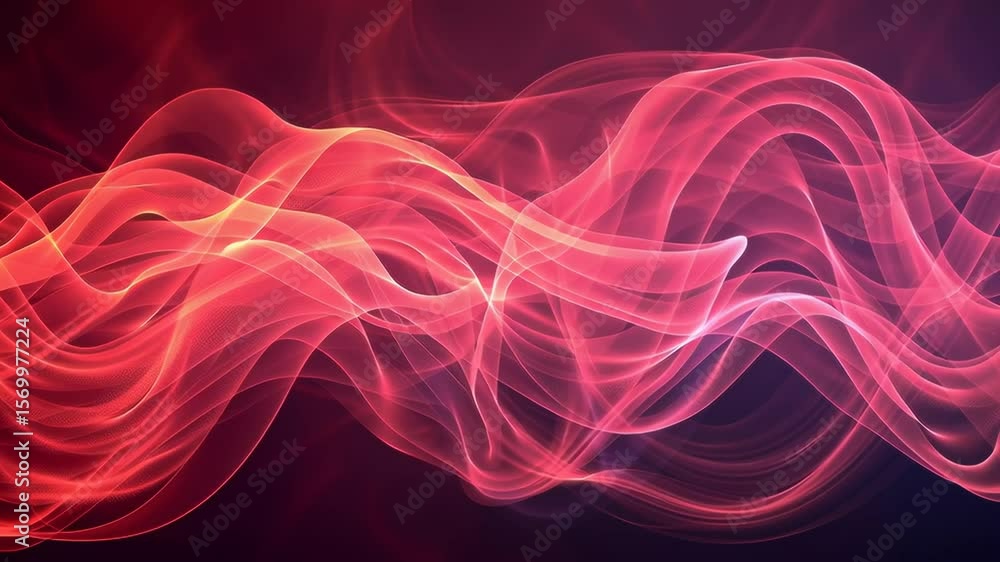 Aufkleber flowing red light wave abstract motion background. digital futuristic stream, energy data network co