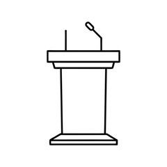 podium with single microphone line art