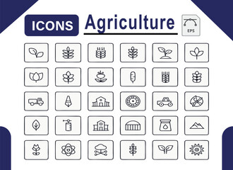 Agriculture Icons A Comprehensive Set of Farming and Agriculture Line Icons