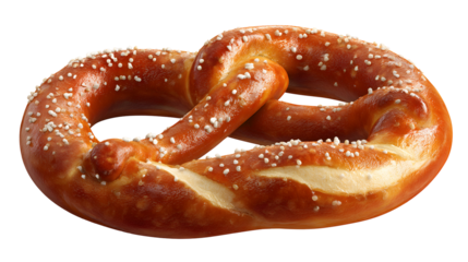 A pretzel is sitting on a white background