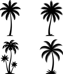 Palm Tree Silhouette Vector Collection – Tropical Island Coconut Trees Set