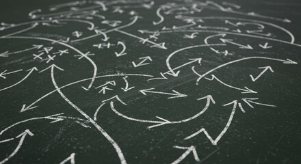 Chalkboard Strategy Arrows, Plan, Decision - Abstract Concepts