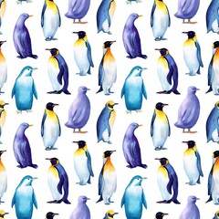 Obraz premium Colorful Penguin Pattern for Creative Projects, endless seamless texture rapport element
