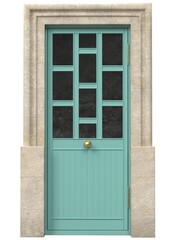Classic White Door with Stone Frame and Glass Panels