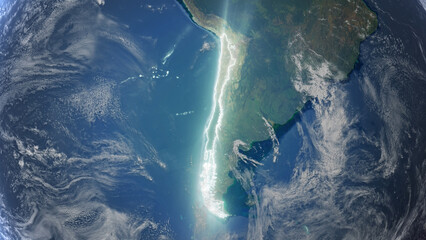 Fototapeta premium Realistic Earth Glowing Borders Chile