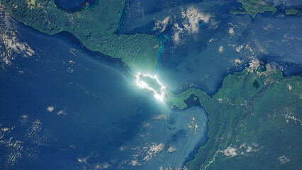 Realistic Earth Glowing Borders Costa Rica