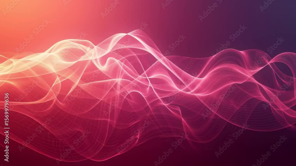 Poster abstract glowing wavy lines form a fluid, dynamic pattern with gradient vibrant colors, a conceptual