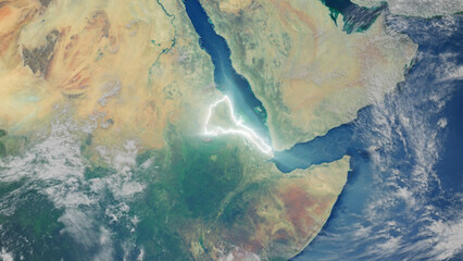 Fototapeta premium Realistic Earth Glowing Borders Eritrea