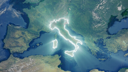 Realistic Earth Glowing Borders Italy © cinecycle
