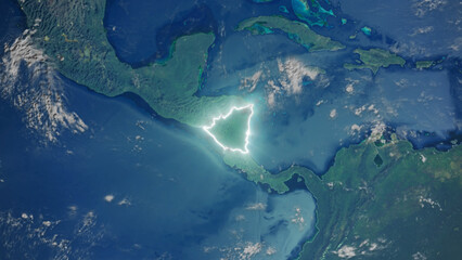 Realistic Earth Glowing Borders Nicaragua