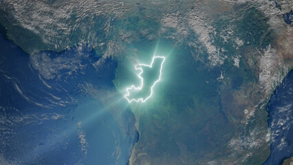 Realistic Earth Glowing Borders Republic of the Congo