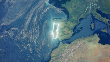 Realistic Earth Glowing Borders Portugal