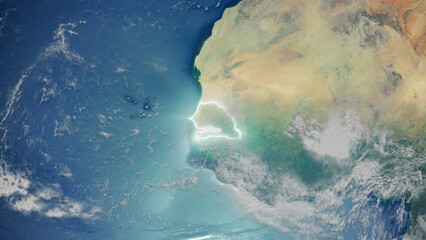 Realistic Earth Glowing Borders Senegal