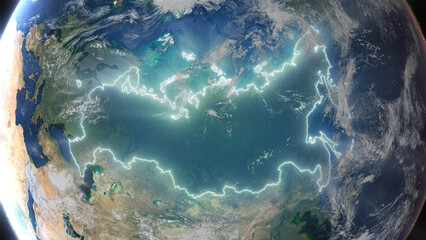 Realistic Earth Glowing Borders Russia
