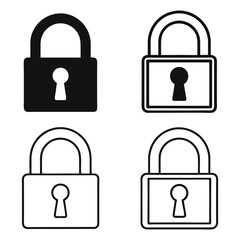 Black and white padlock icons security protection