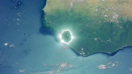 Realistic Earth Glowing Borders Sierra Leone