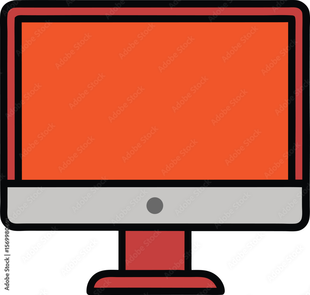 Poster modern desktop computer display: a sleek, modern desktop computer display, featuring a vibrant orang