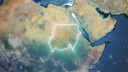 Realistic Earth Glowing Borders Sudan