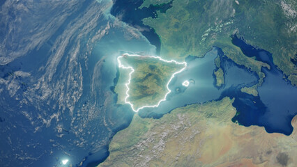 Realistic Earth Glowing Borders Spain
