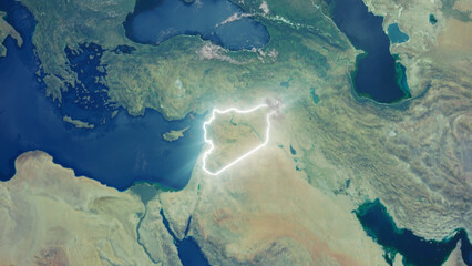 Realistic Earth Glowing Borders Syria