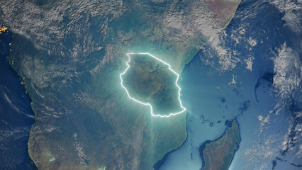 Realistic Earth Glowing Borders Tanzania