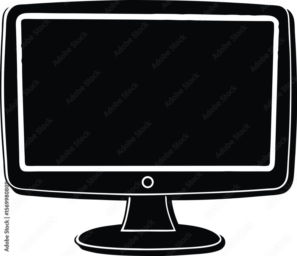 Fototapete black computer monitor icon: simple and sleek black computer monitor icon, perfect for website desig