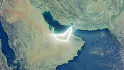 Realistic Earth Glowing Borders United Arab Emirates