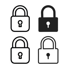 Black padlock icons security symbols protection keyhole