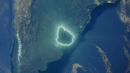 Realistic Earth Glowing Borders Uruguay