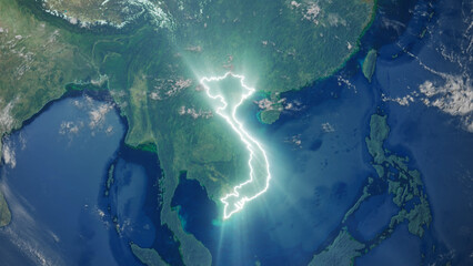 Realistic Earth Glowing Borders Vietnam