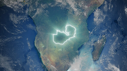 Realistic Earth Glowing Borders Zambia